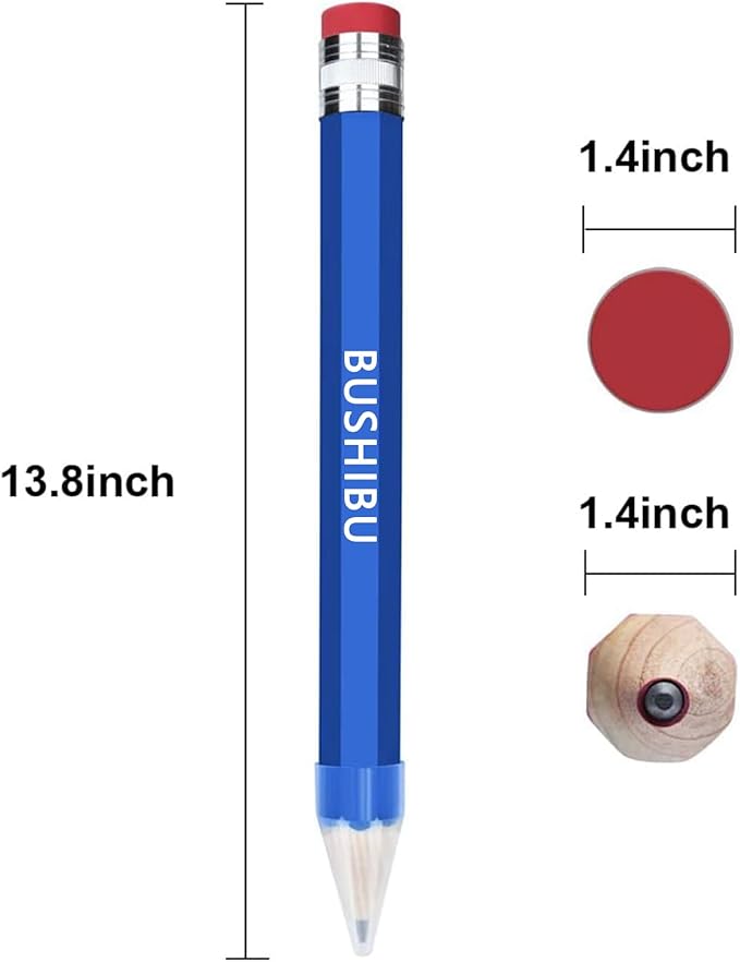 Giant Pencils for Prop/Gifts/Decor - 14 Inch Jumbo Wooden Big Novelty Pencil with Cap for Schools and Homes (Blue)