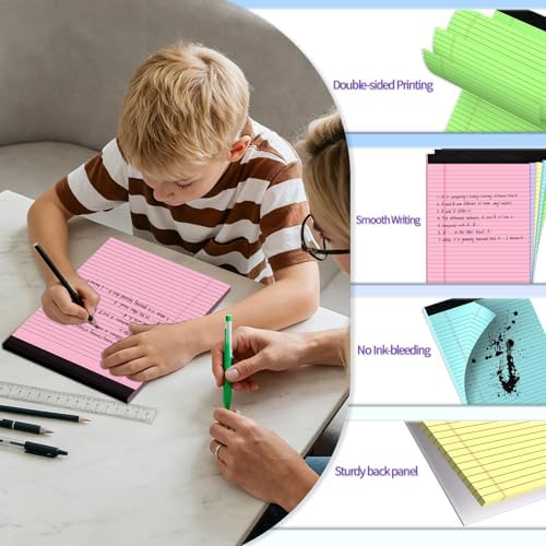 5 pcs Legal Pads 8.5 x 11 Note Pads, Colored Legal Notepads 8.5 x 11