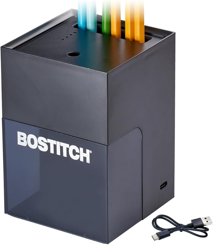 Bostitch Konnect Rechargeable Battery Pencil Sharpener for KT2 Desk Organizer No.2/Colored Pencils, Black