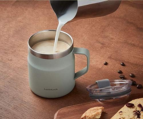 LocknLock Metro Mug, Premium 18/8 Stainless Steel Metal, Double Wall Insulated, Portable Coffee Cup with Lid and Handle for Hot and Cold Drinks, Mint, 16 oz