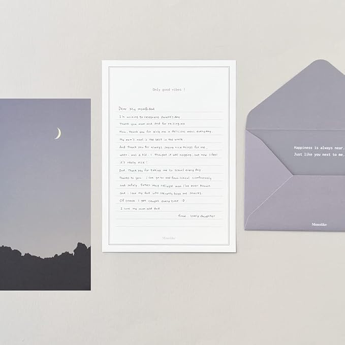 Monolike Photo Letter Paper and Envelopes Set - 8Type, 32 Letter Paper + 16 Envelopes