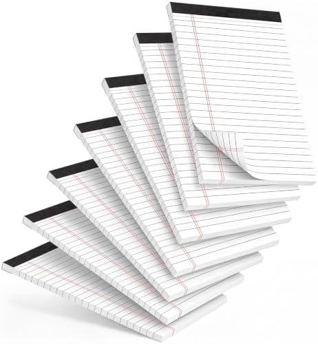 7 PCS Note Pads 5x8 Small Legal Pads 210 Sheets, Perforated Small Notebook Notepad 5 x 8 ,College Ruled Lined Paper Pads 80GSM, Mini Hard Backing Writing Pads Memo for Work School &Office Supplies-White