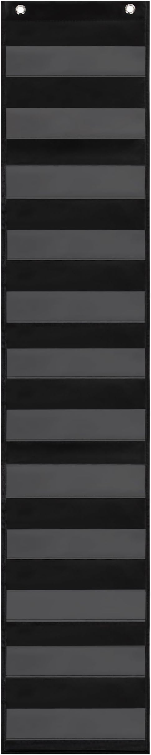 Essex Wares - 9" Wide x 56" Tall Pocket Chart, Black - Sturdy Pocket Chart for Classroom for Sentence Strips - Easy to Use & Hang, Reusable Black Pocket Chart