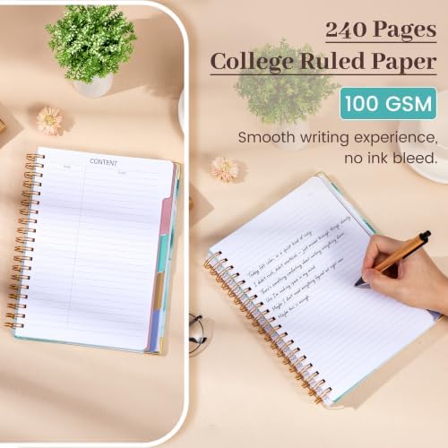 Yoment Hardcover Spiral Notebooks for Work 240 Pages Notebook with Dividers
