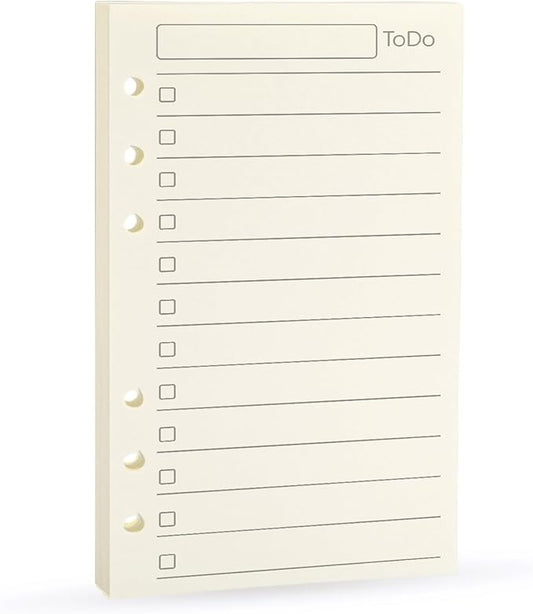 Spiral Notebook Refill,A6 6 Ring Binder Refill,Loose Leaf Paper for Filofax,100gsm Thicker Paper-Harphia (A6 3.74 x 6.77'',to do List)