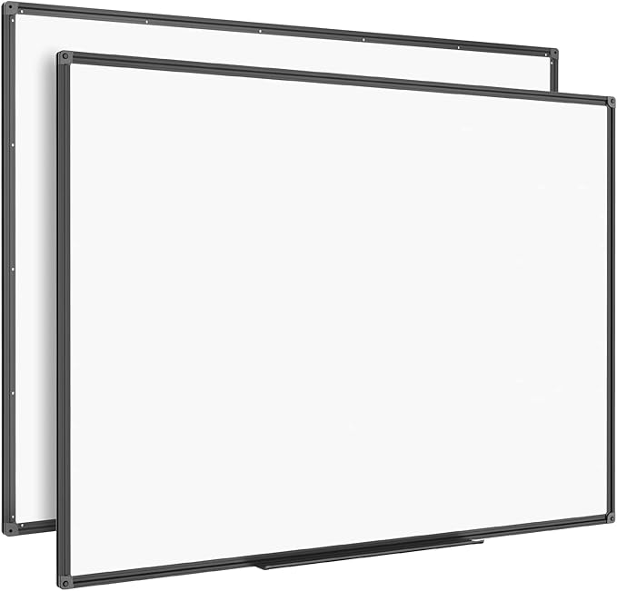 SunyesYoon Magnetic Dry Erase Whiteboard 48 x 36 Inch - 4 x 3 Large White Board, Black Aluminum Frame Wall-Mounted, Magnetic Eraser, 2 Pen, Detachable Marker Tray, 6 Magnets for Office, School