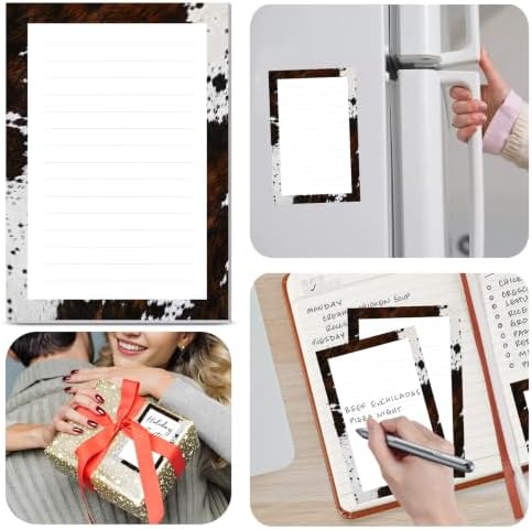 2 Pack Lined Sticky Notes 4x6 in, Cute Self-Stick Notepads with Lines, Large Memo Pads Strong Adhesive for Office, Home Brown White Cowhide