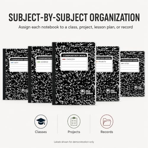 Marble Composition Notebooks, Wide Ruled, 5-Pack_100 Sheets
