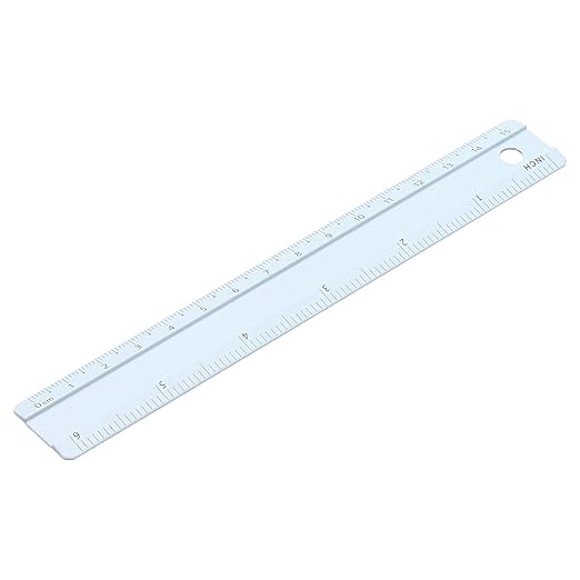 PATIKIL Metal Ruler 6 Inch/15cm, 1 Pcs Aluminum Straight Edge Ruler, Dual Scale Measuring Tool with Inch/Centimeter Scales & Hole for Math Office Drawing Engineering Home, Blue