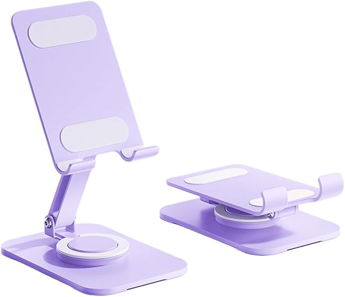 Carbon Steel Desktop Phone Stand Foldable Adjustable with Rotating Base for Video Calls Phone Tablet Portable Foldable Adjustable Desktop Rotating Desk Video Calling Online Learning Movie Hands