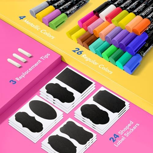 GOTIDEAL Chalk Markers, 30 Colors Liquid Chalk Markers for Blackboard