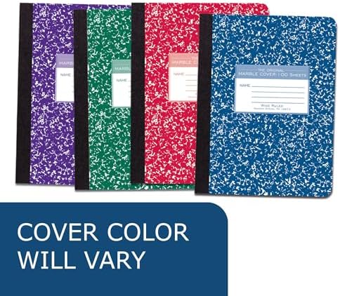 ROARING SPRING Hard Cover Composition Book, Wide Rule, 200 Pages, 6 Pack