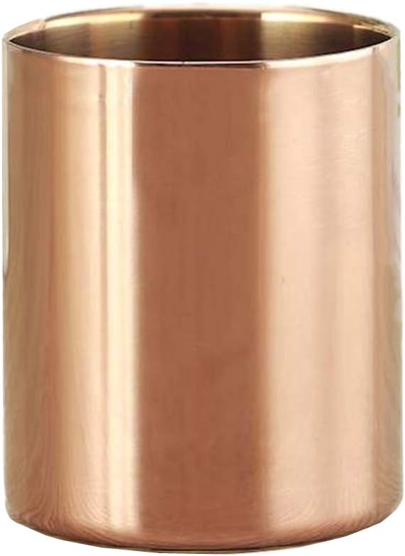 Rose Gold Pen Holder Glossy Stainless Steel Pencil Cup for Desk Organizers Multi Use Makeup Brush Holder Flower Vase Mini Pot Decor