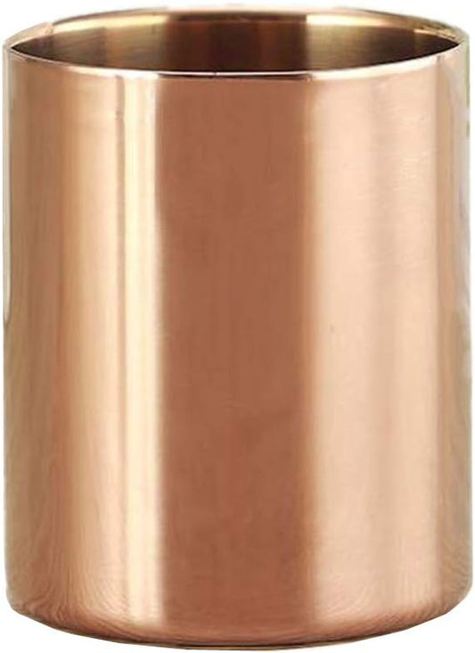 Rose Gold Pen Holder Glossy Stainless Steel Pencil Cup for Desk Organizers Multi Use Makeup Brush Holder Flower Vase Mini Pot Decor