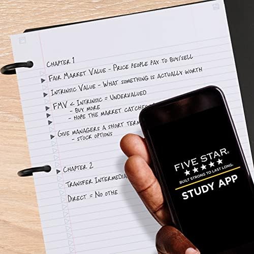 Five Star Flex Refillable Notebook + Study App, College Ruled Paper and 1-1/2 Inch TechLock Ring Binder with Pockets, Tabs and Dividers, 300 Sheet Capacity, Pacific Blue (29324AD2)