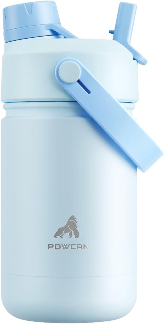 12 oz Kids Insulated Water Bottle: 2-in-1 Straw Spout Lid, BPA-Free, Easy Carry, Keep Cold 24H, Cupholder Friendly, Stainless Steel Cup for Summer Camp, Playground, Trip, Birthday Gift (Sea Breeze)