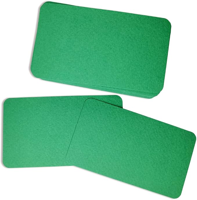 PPAPPAPPIYO 3.5x2 rounded corner index cards180gsm Thick Cardstock, Blank Colored Flash Cards for Study, Notes, Business Cards & Labels, Small Notecards 100 Pack (green)