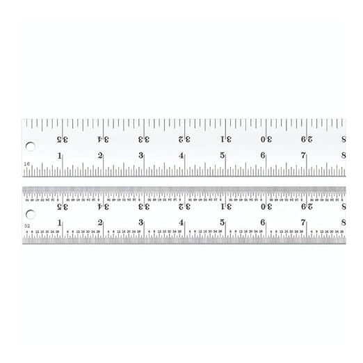 Starrett Spring Tempered Steel Rule with Satin Chrome Finish, Quick Reading, and Inch Graduation - 36" Length, 4R Graduation Type, 3/64" Thickness - C604R-36