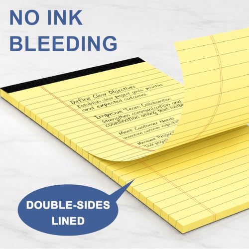 Beieverluck 24 Pack Notepads Legal Pads 5x8, Small Note Pads College Ruled Writing Pads, Lined Pads of Paper mini Legal Pads for Office Home School, 30 Sheets/Pack, Yellow