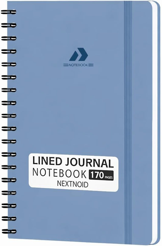 Nextnoid Lined Spiral Notebook Journal For Women & Men - A5(5.8" x 8.3") 170 Pages, Hardcover Notebooks for Work & Note Taking, College Ruled Journals for Writing - Blue