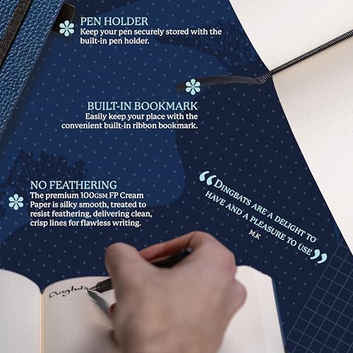 Dingbats* Wildlife Plain Writing Journal Notebook A5 - Vegan Leather Hardcover - Ideal for Work, Travel - Pocket, Elastic Closure, & Bookmark