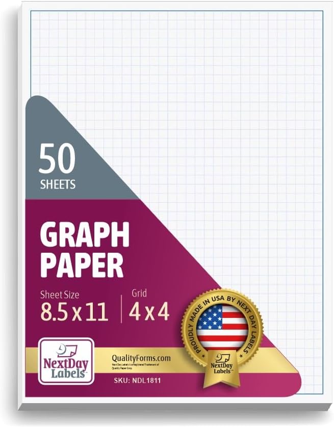 Graph Paper Pad for Blueprint Drawings, Drafting, Engineering Drawing, and Planning - Graph Paper 8.5x11 Blueprint Quadrille Grid Paper Pads with Blue Lines, High Brightness 50 Sheets (1-Pack)