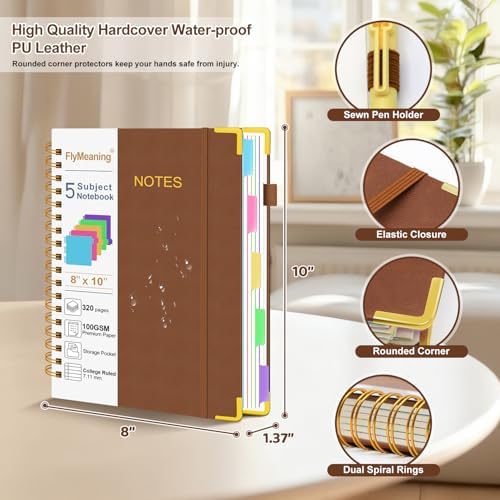 Hardcover Spiral Notebook Journal with Removable Dividers Tabs