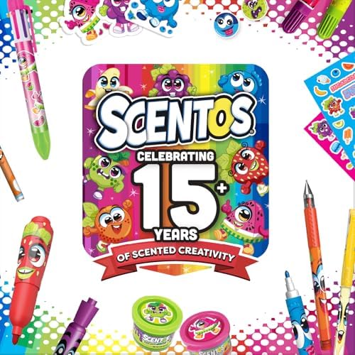 Scentos Scented Jumbo Markers 8 Pack,Fruit Scent, 8 Colors, Different Fruity, Washable Markers for Kids, Kid Approved, Non Toxic Chunky, Design for Little Hands, Back to School Classroom Supplies