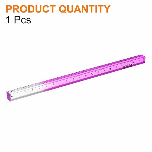 HARFINGTON Acrylic Clear Straight Rulers 20cm Metric Transparent Gradient Three-Dimensional Plastic Ruler Square Cube Measuring Tool for Classroom Office, Purple