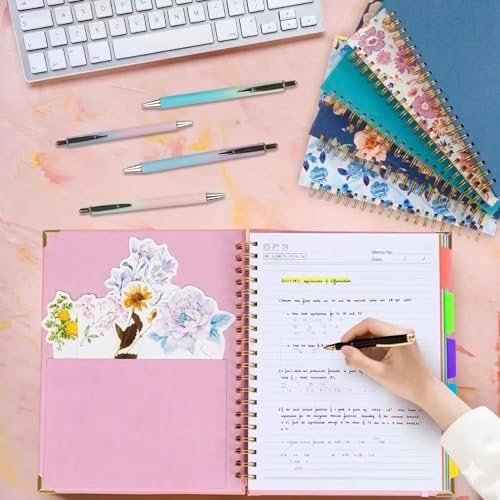Hardcover Leather Spiral Notebook 8.5" x 11" with Removable Dividers, 300 Pages 5 Subject College Ruled Notebook for Work with Tabs, A4 Spiral Journal for Women Men, School Students Note Taking, Pink