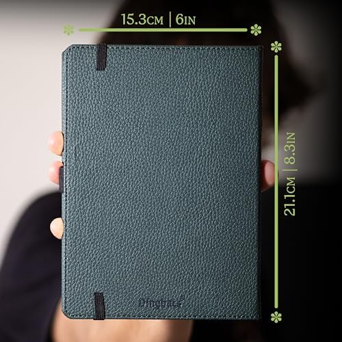 Dingbats* Wildlife Grid Writing Journal Notebook A5 - Vegan Leather Hardcover - Ideal for Work, Travel - Pocket, Elastic Closure, & Bookmark