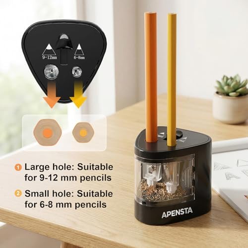Automatic Electric Pencil Sharpener, Dual Hole, 6-12mm