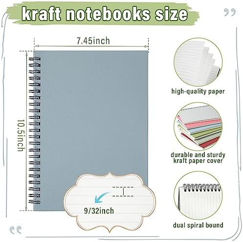 Fuutreo 6 Pack Spiral Notebook 10.5x7.45 Notebook,Fresh,Morandi