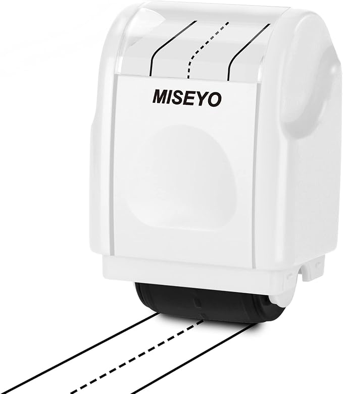 Miseyo Dashed Handwriting Lines Practice Roller Stamp,Self-Inking Line Rolling Stamps for Kids Writing - White