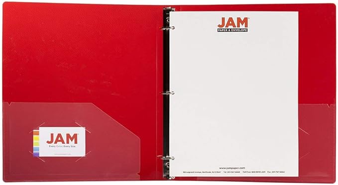 JAM PAPER Plastic 1 inch Binders - Assorted 3 Ring Binders (Red, Blue, Green & Orange) - 4/Pack