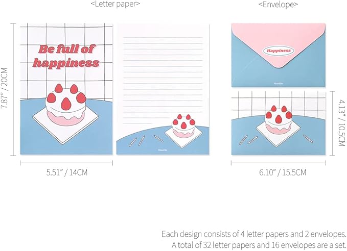Monolike Fall In Newtro ver.1 Letter Paper and Envelopes Set - 8Type, 32 Letter Paper + 16 Envelopes