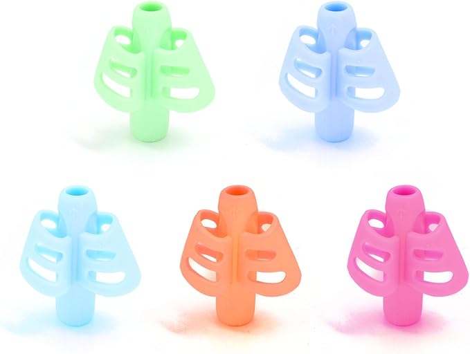 10 Pcs Pencil Grips for Kids Handwriting Ergonomic Training Pencil Holder Writing Tool for Toddlers, Preschoolers, Children Special Needs Colorful School Supplies (2 Fingers)