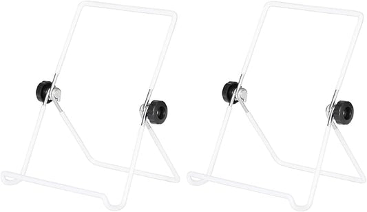 Artliving (2 Pack Adjustable Iron Display Stand Easel Foldable Tablet Stand Holder,Displays Picture Frames, Photo,Cookbooks, iPad, Art Collection,White