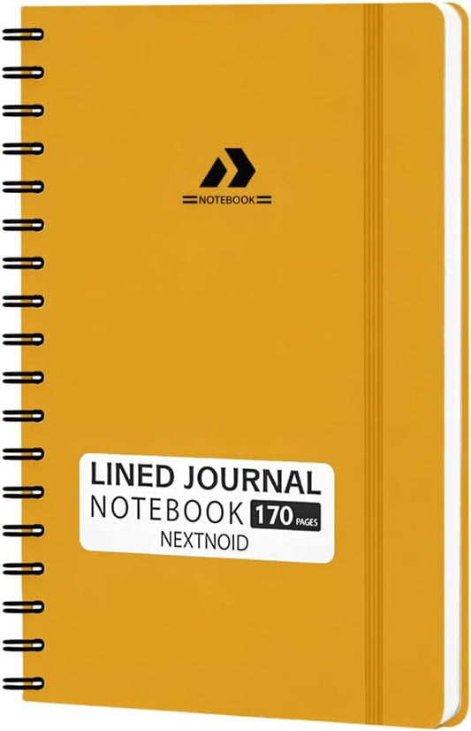 Nextnoid Lined Spiral Notebook Journal For Women & Men - A5(5.8" x 8.3") 170 Pages, Hardcover Notebooks for Work & Note Taking, College Ruled Journals for Writing - Yellow