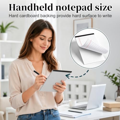 7 PCS Note Pads 5x8 Small Legal Pads 210 Sheets, Perforated Small Notebook Notepad 5 x 8 ,College Ruled Lined Paper Pads 80GSM, Mini Hard Backing Writing Pads Memo for Work School &Office Supplies-White