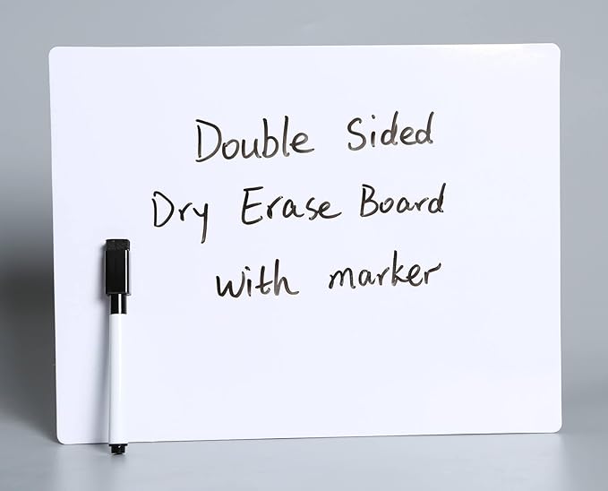 ZazzyKid Dry Erase White Board for Student: 2-Pack Personal Whiteboard Lapboard for Kids, Double-Sided, 11x8.5 Inches, with Markers, for Individual and School Supply