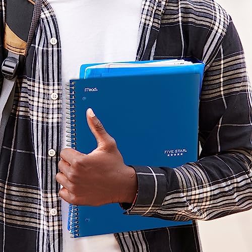 Five Star Spiral Notebooks Plus Study App, 2 Pack, 5 Subject, College Ruled Paper, 11" x 8-1/2", 200 Sheets, Black & White (73035)