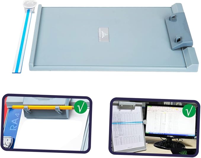 Portable Document Holder Light Grey Desktop Book Stand for Students Home Office Kitchen Library Compact Reading Rack for Books Textbooks and Files