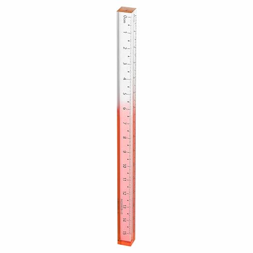 HARFINGTON Acrylic Clear Straight Rulers 15cm Metric Transparent Gradient Three-Dimensional Plastic Ruler Square Cube Measuring Tool for Classroom Office, Orange