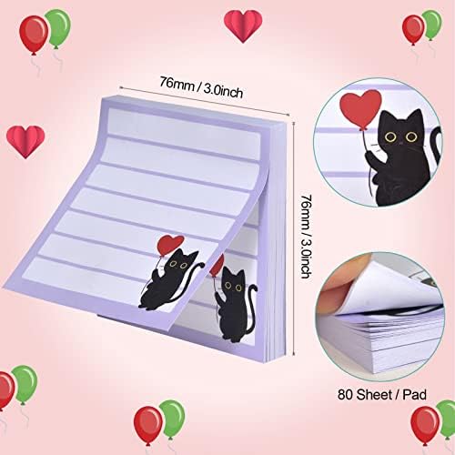 Sticky Notes 3x3 Cute Self-Stick Notes,6 Pack Funny Black Cat Notepad for Cat Lover Gift, Cute Cat Office Supplies, Easy Post Sticky Notes 480 Sheet Total