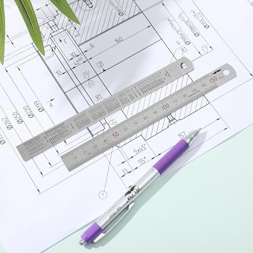 Mr. Pen- Machinist Ruler, 2 Pack, 150mm, Stainless Steel Imperial