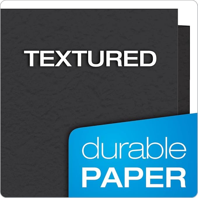 Oxford Two-Pocket Folders with Fasteners | Black | Letter Size | 25 per Box, Pack of 5