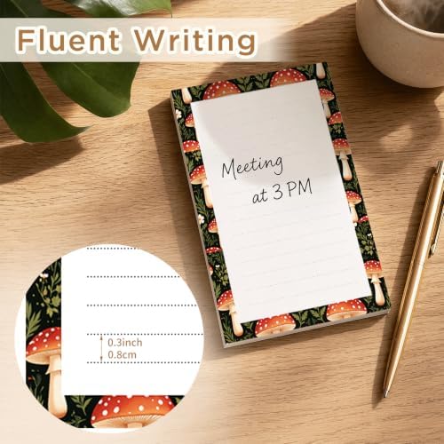 Lined Sticky Notes 4x6 in, 2 Pack Large Cute Notepads with Lines, Bright Post Memo Note Pads Big Rectangular Sticky Notes for Office Boho Mushroom Forest