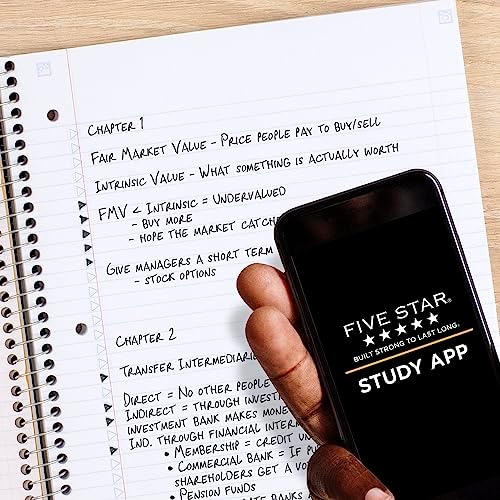 Five Star Spiral Notebook + Study App,1 Subject,Recycled College Ruled Paper,8-1/2" x 11",100 Sheets,Fights Ink Bleed,Includes 3 Colors + 1 Randomly Selected Color (820046-ECM24),4 Count (Pack of 4)