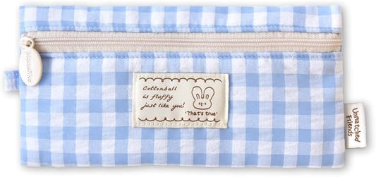 Monolike_Fabric/Cushion Pencil case (Unmatched Friends Fabric Check Pencil Case, Blue)